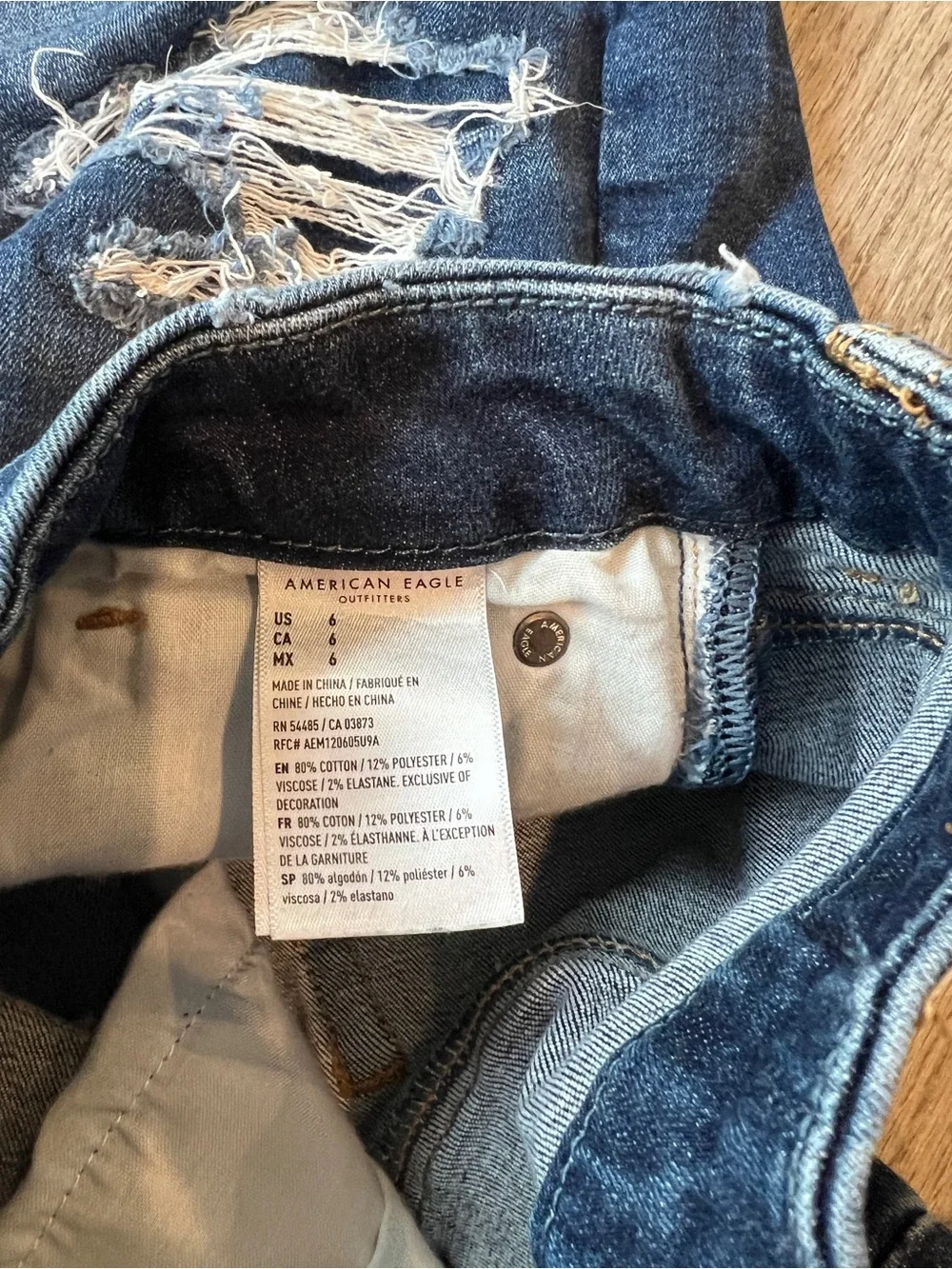 American Eagle Next Level Stretch Distressed High Rise Denim Shorts Size 6